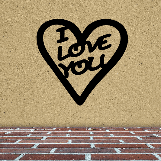 Heart quote decal with LOVE script inside a black heart outline