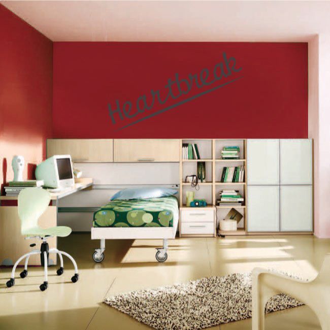 Heartbreak script wall decal with cursive lettering