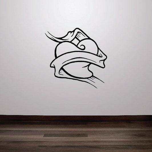 Vinyl wall decal of a praying angel with wings and a cross emblem