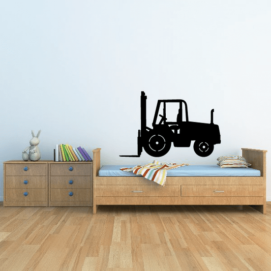 Black forklift decal with raised fork silhouette
