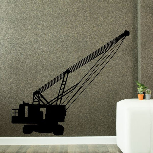 Black heavy mobile crane wall decal silhouette