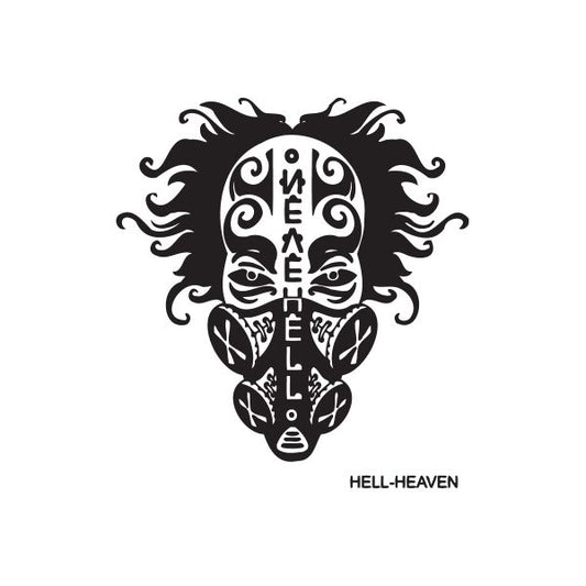 Black graffiti decal with stylized skull face and flame-like hair detail
