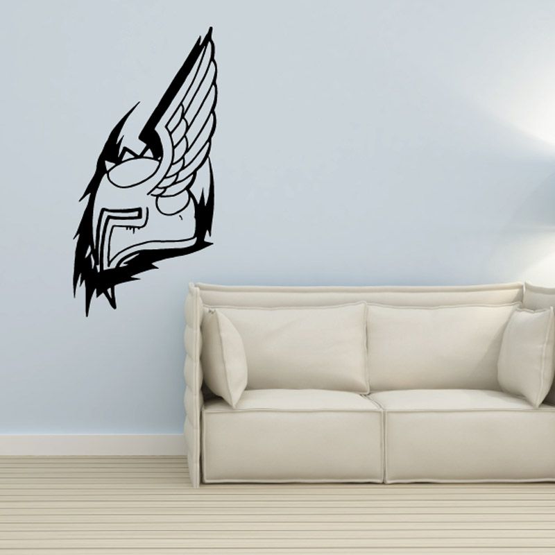 Motorcycle helmet with wings wall decal, black vinyl sticker