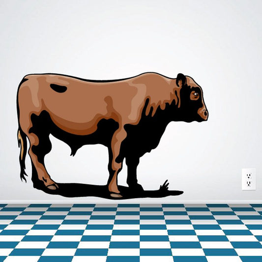 Hereford cow cattle sticker, brown and black cow standing