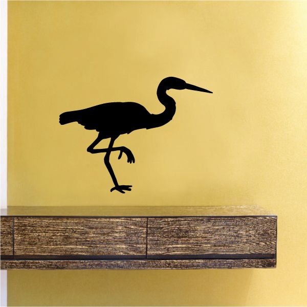 Black heron silhouette vinyl wall decal