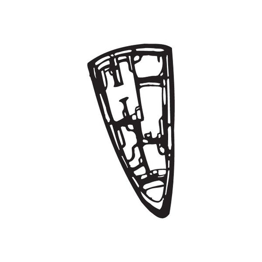 Graffiti decal with bold black letter art, vertical "HI" shape