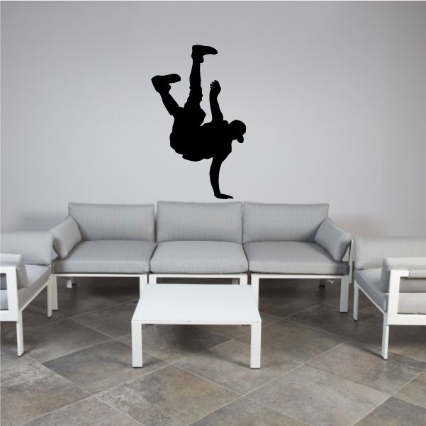 Black hip hop dancer wall decal vinyl silhouette