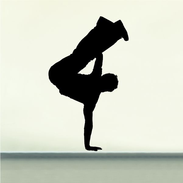 Hip hop dancer wall decal, black vinyl silhouette of dancing figure