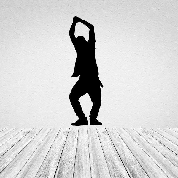 Hip hop dancer wall decal: black vinyl silhouette of a standing dancer pose