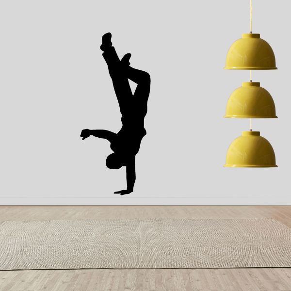 Hip hop dancer wall decal, black vinyl silhouette of a dancer pose