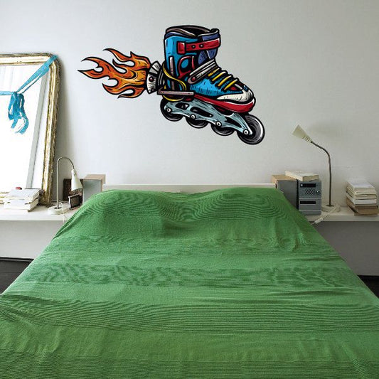 Image of Hockey Flaming Shoes Wall Decal - Vinyl Car Sticker - Uscolor008