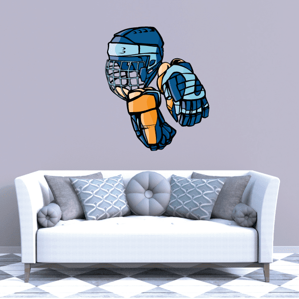 Image of Hockey Gear Helmet Gloves Player Wall Decal - Vinyl Sticker - Car Sticker - Die Cut Sticker - CDSCOLOR108