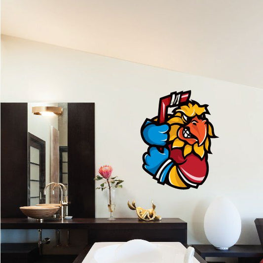 Image of Hockey Mascot Wall Decal - Vinyl Car Sticker - Uscolor001