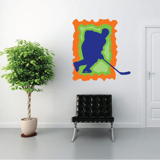 Image of Hockey Player Wall Decal - Vinyl Sticker - Car Sticker - Die Cut Sticker - CDSCOLOR046