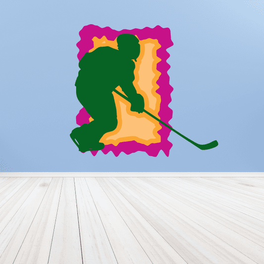 Image of Hockey Player Wall Decal - Vinyl Sticker - Car Sticker - Die Cut Sticker - CDSCOLOR054