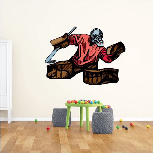 Image of Hockey Player Wall Decal - Vinyl Sticker - Car Sticker - Die Cut Sticker - CDSCOLOR067