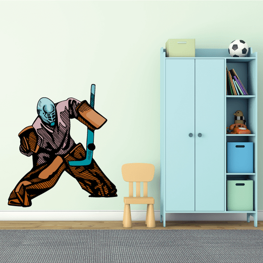 Image of Hockey Player Wall Decal - Vinyl Sticker - Car Sticker - Die Cut Sticker - CDSCOLOR070