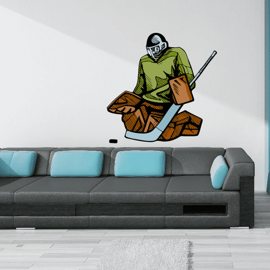 Image of Hockey Player Wall Decal - Vinyl Sticker - Car Sticker - Die Cut Sticker - CDSCOLOR072
