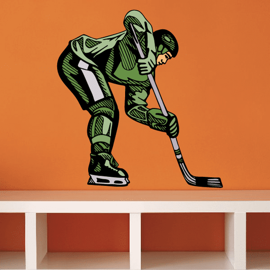 Image of Hockey Player Wall Decal - Vinyl Sticker - Car Sticker - Die Cut Sticker - CDSCOLOR074