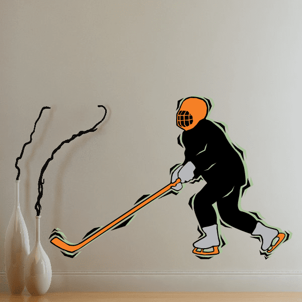 Image of Hockey Player Wall Decal - Vinyl Sticker - Car Sticker - Die Cut Sticker - CDSCOLOR080