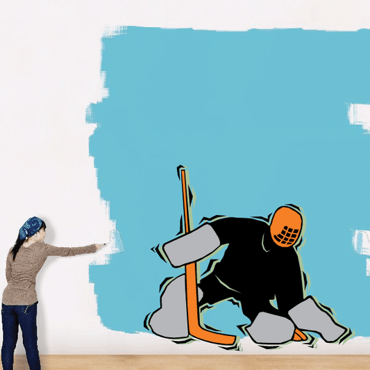 Image of Hockey Player Wall Decal - Vinyl Sticker - Car Sticker - Die Cut Sticker - CDSCOLOR082