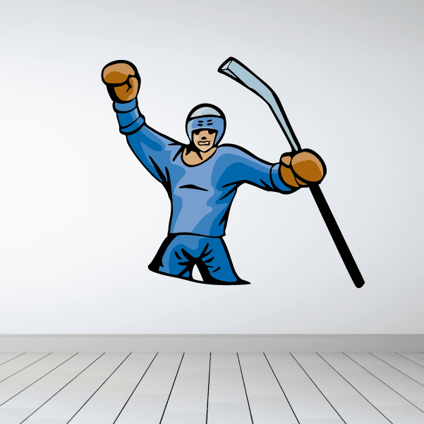 Image of Hockey Player Wall Decal - Vinyl Sticker - Car Sticker - Die Cut Sticker - CDSCOLOR089