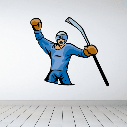Image of Hockey Player Wall Decal - Vinyl Sticker - Car Sticker - Die Cut Sticker - CDSCOLOR089