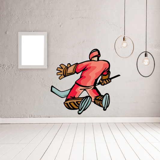 Image of Hockey Player Wall Decal - Vinyl Sticker - Car Sticker - Die Cut Sticker - CDSCOLOR090