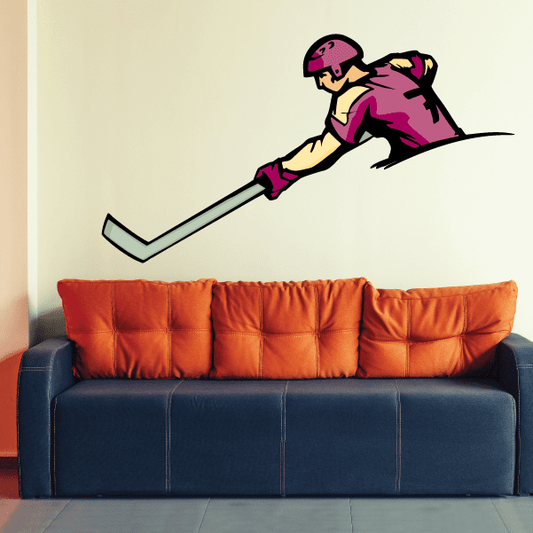 Image of Hockey Player Wall Decal - Vinyl Sticker - Car Sticker - Die Cut Sticker - CDSCOLOR098
