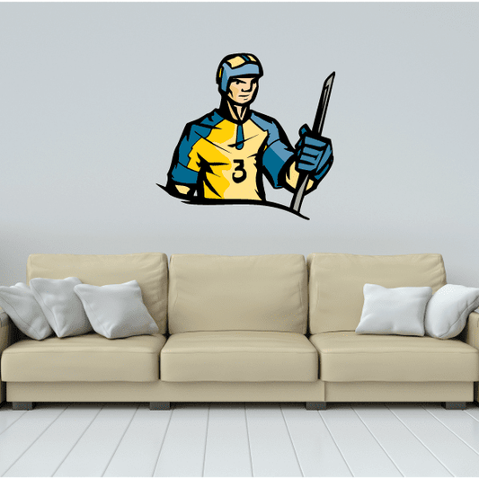 Image of Hockey Player Wall Decal - Vinyl Sticker - Car Sticker - Die Cut Sticker - CDSCOLOR103
