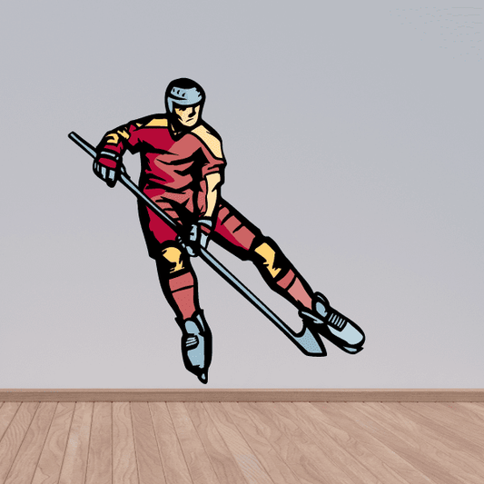 Image of Hockey Player Wall Decal - Vinyl Sticker - Car Sticker - Die Cut Sticker - CDSCOLOR104