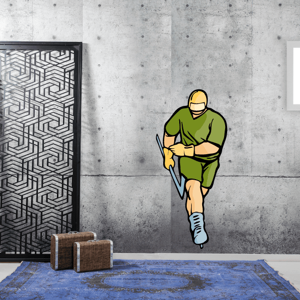 Image of Hockey Player Wall Decal - Vinyl Sticker - Car Sticker - Die Cut Sticker - CDSCOLOR114