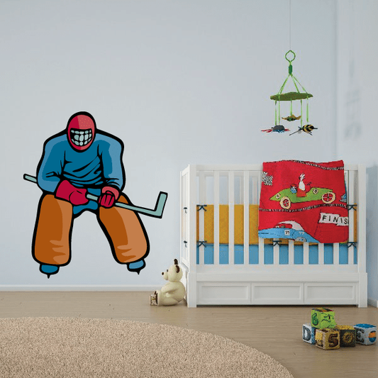 Image of Hockey Player Wall Decal - Vinyl Sticker - Car Sticker - Die Cut Sticker - CDSCOLOR121