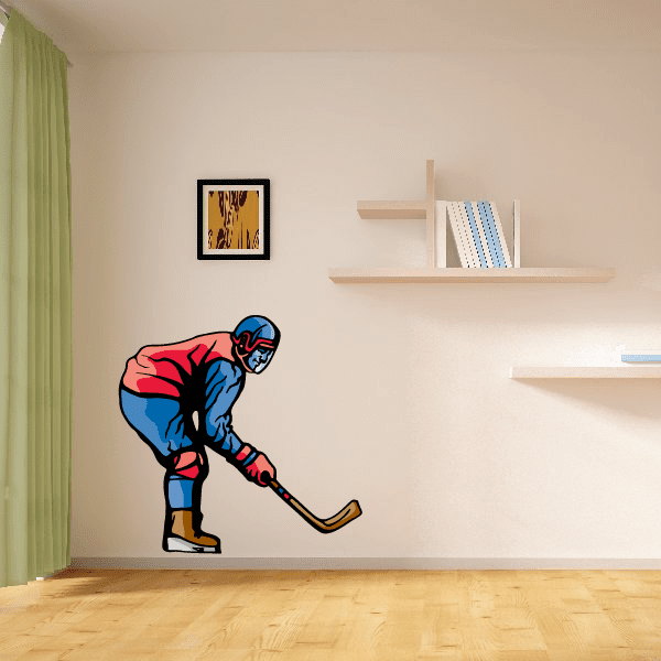Image of Hockey Player Wall Decal - Vinyl Sticker - Car Sticker - Die Cut Sticker - CDSCOLOR129