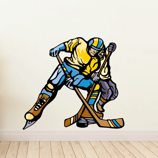 Image of Hockey Player Wall Decal - Vinyl Sticker - Car Sticker - Die Cut Sticker - CDSCOLOR130