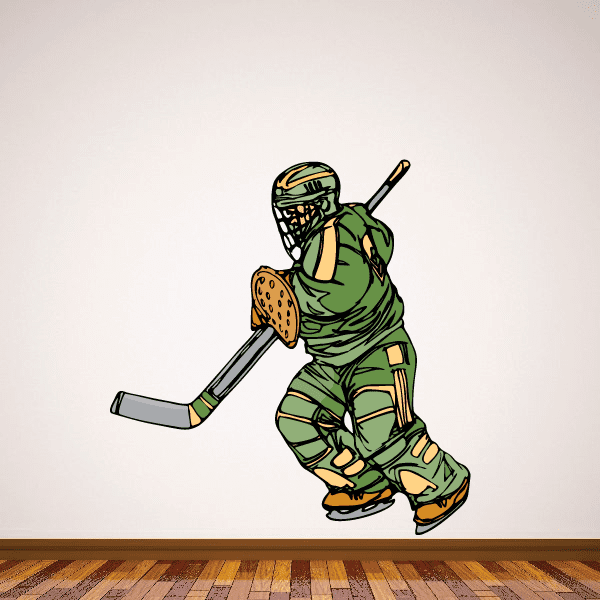 Image of Hockey Player Wall Decal - Vinyl Sticker - Car Sticker - Die Cut Sticker - CDSCOLOR135