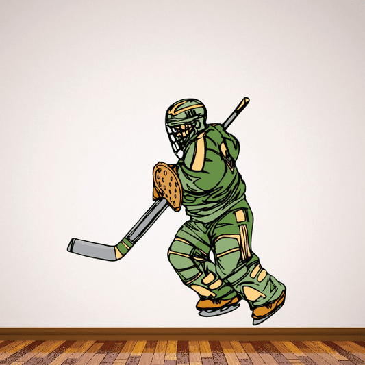 Image of Hockey Player Wall Decal - Vinyl Sticker - Car Sticker - Die Cut Sticker - CDSCOLOR135