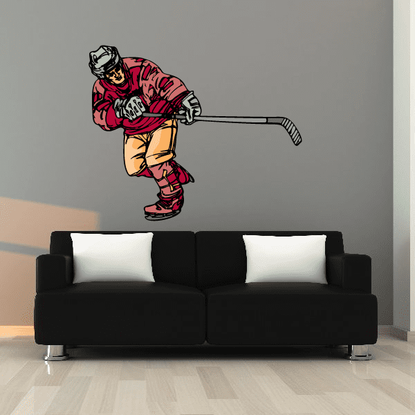 Image of Hockey Player Wall Decal - Vinyl Sticker - Car Sticker - Die Cut Sticker - CDSCOLOR136