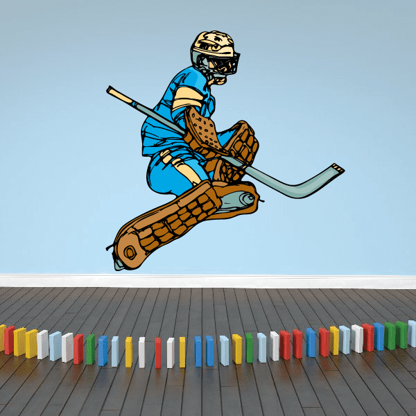 Image of Hockey Player Wall Decal - Vinyl Sticker - Car Sticker - Die Cut Sticker - CDSCOLOR138