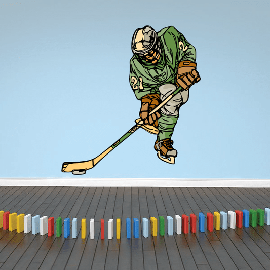 Image of Hockey Player Wall Decal - Vinyl Sticker - Car Sticker - Die Cut Sticker - CDSCOLOR140