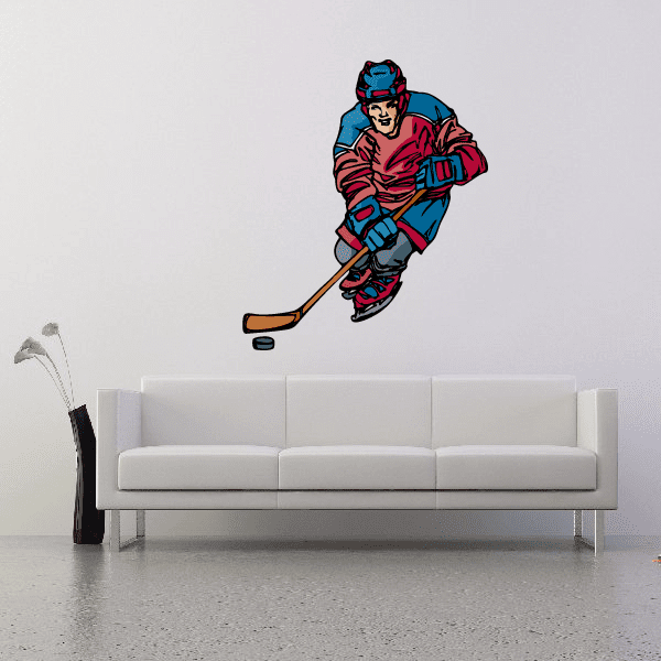 Image of Hockey Player Wall Decal - Vinyl Sticker - Car Sticker - Die Cut Sticker - CDSCOLOR144