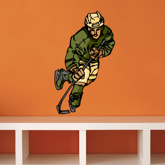 Image of Hockey Player Wall Decal - Vinyl Sticker - Car Sticker - Die Cut Sticker - CDSCOLOR147