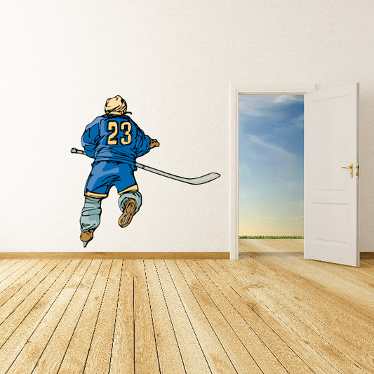 Image of Hockey Player Wall Decal - Vinyl Sticker - Car Sticker - Die Cut Sticker - CDSCOLOR151