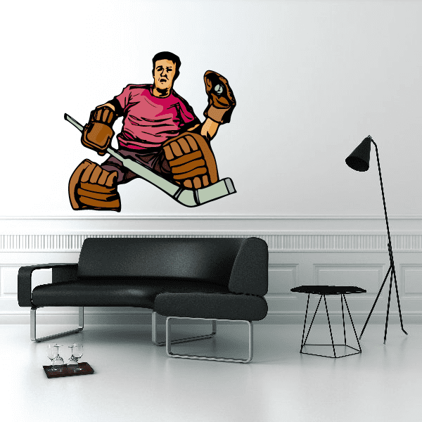 Image of Hockey Player Wall Decal - Vinyl Sticker - Car Sticker - Die Cut Sticker - CDSCOLOR156