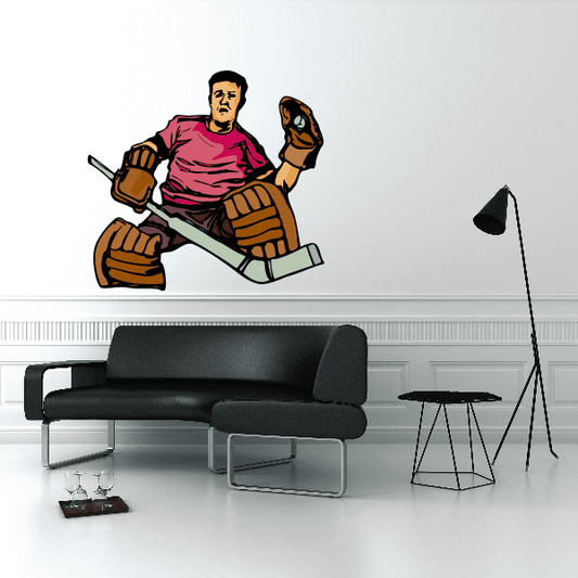 Image of Hockey Player Wall Decal - Vinyl Sticker - Car Sticker - Die Cut Sticker - CDSCOLOR156