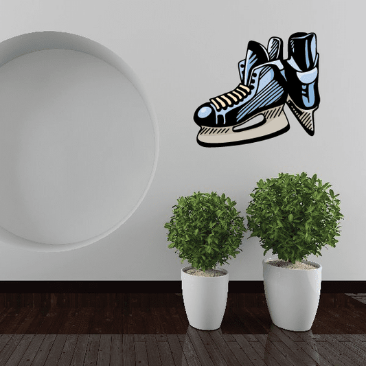 Image of Hockey Skates Player Wall Decal - Vinyl Sticker - Car Sticker - Die Cut Sticker - CDSCOLOR126