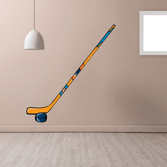 Image of Hockey Stick Puck Player Wall Decal - Vinyl Sticker - Car Sticker - Die Cut Sticker - CDSCOLOR112