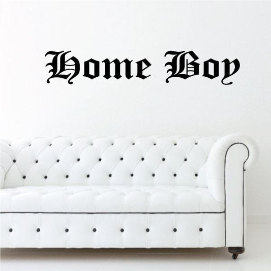 Old English Home Boy wall decal with black lettering