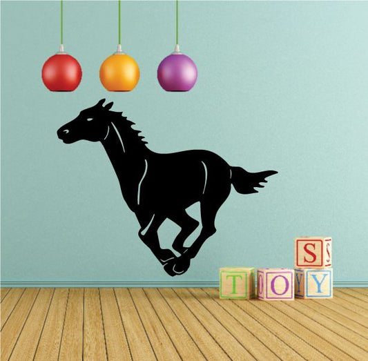Horse gallop wall decal, black horse silhouette with dynamic rearing pose