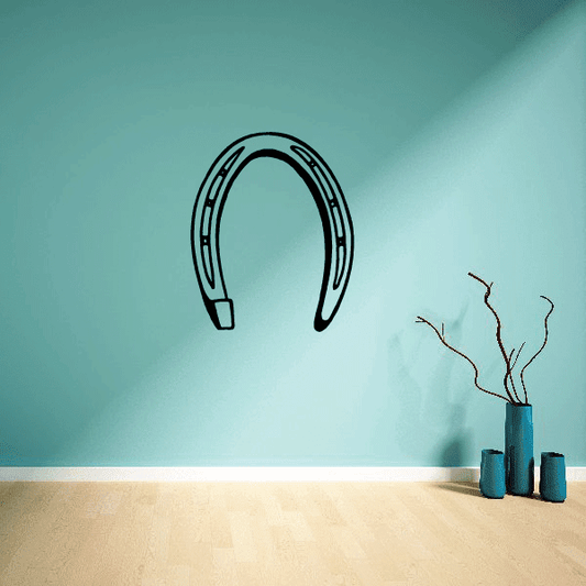 Horseshoe decal sticker with bold black outlined horseshoe shape